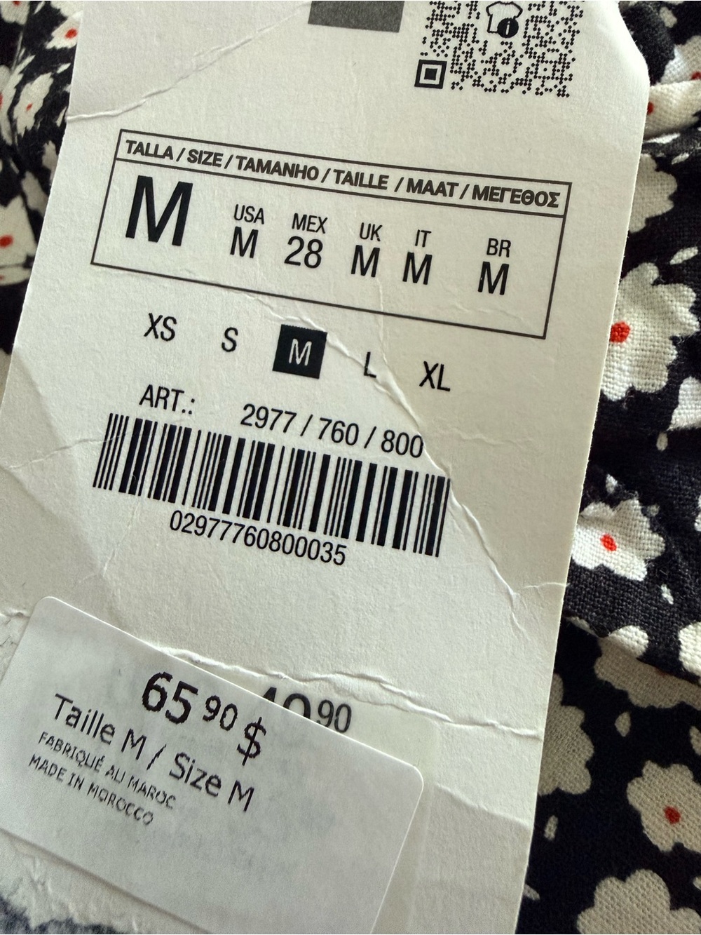 Zara Floral Spaghetti-Strap Midi Dress in Black and White Size Medium NWT - Picture 10 of 10